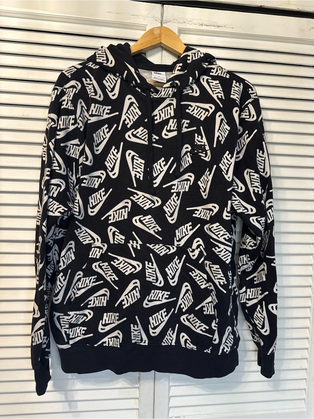 Nike Black & White All-Over Logo Hoodie AOP